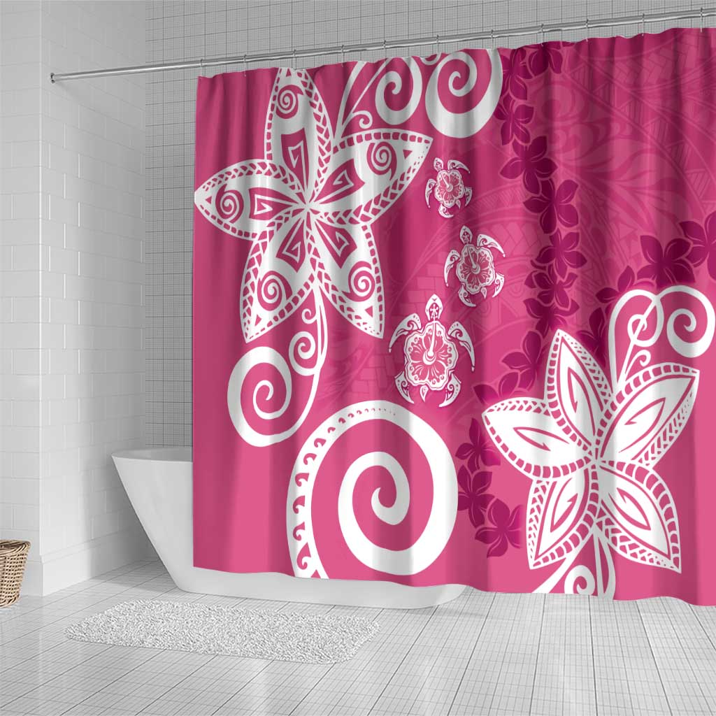 Polynesia Shower Curtain Pink Tribal Turtle Floral Pattern LT05 - Polynesian Pride