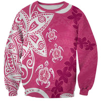 Polynesia Sweatshirt Pink Tribal Turtle Floral Pattern