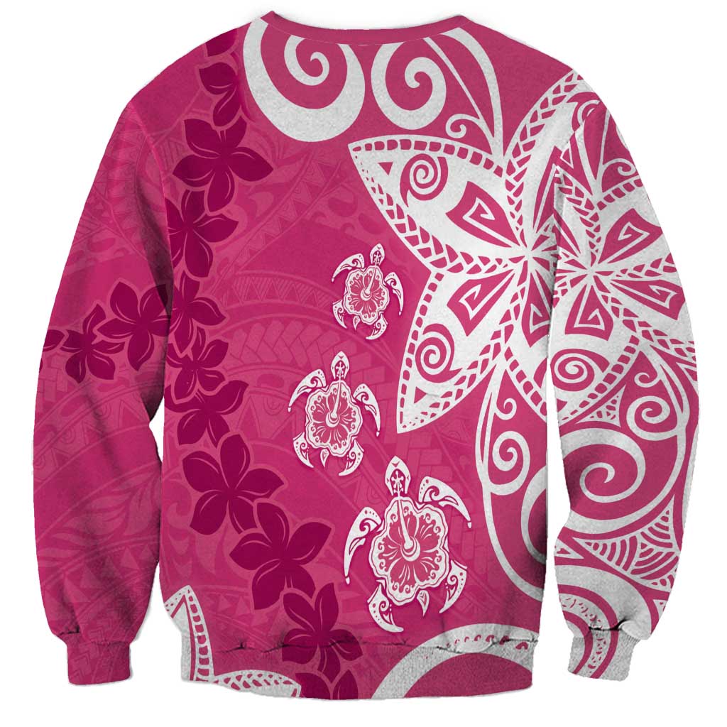 Polynesia Sweatshirt Pink Tribal Turtle Floral Pattern