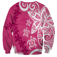 Polynesia Sweatshirt Pink Tribal Turtle Floral Pattern