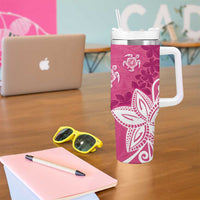 Polynesia Tumbler With Handle Pink Tribal Turtle Floral Pattern LT05 - Polynesian Pride
