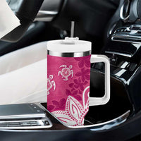 Polynesia Tumbler With Handle Pink Tribal Turtle Floral Pattern LT05 - Polynesian Pride