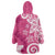 Polynesia Wearable Blanket Hoodie Pink Tribal Turtle Floral Pattern