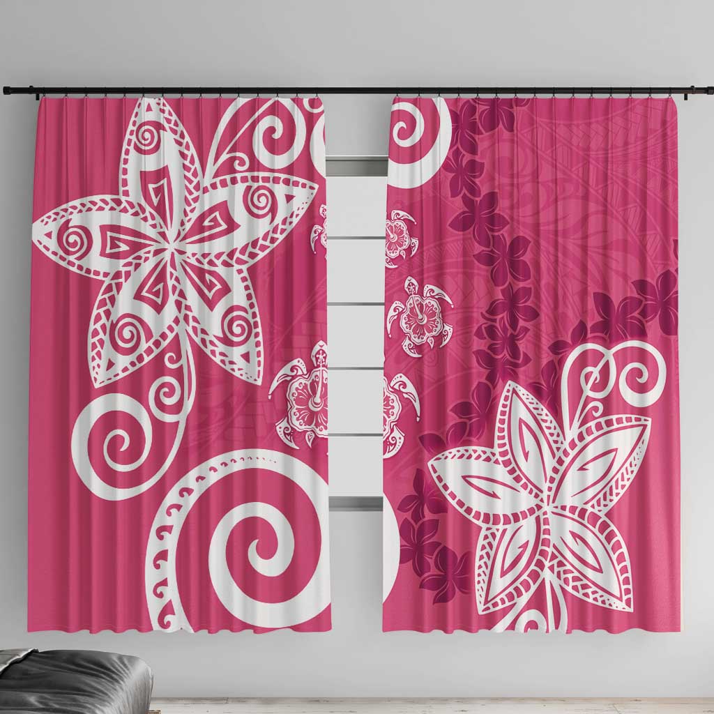 Polynesia Window Curtain Pink Tribal Turtle Floral Pattern