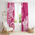 Polynesia Window Curtain Pink Tribal Turtle Floral Pattern