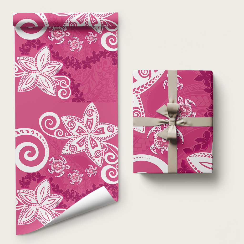 Polynesia Wrapping Paper Pink Tribal Turtle Floral Pattern LT05 58" × 23" Pink - Polynesian Pride