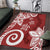 Polynesia Area Rug Red Tribal Turtle Floral Pattern