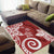 Polynesia Area Rug Red Tribal Turtle Floral Pattern