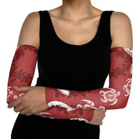Polynesia Arm Sleeves Red Tribal Turtle Floral Pattern - Polynesian Pride