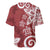 Polynesia Baseball Jersey Red Tribal Turtle Floral Pattern