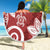 Polynesia Beach Blanket Red Tribal Turtle Floral Pattern