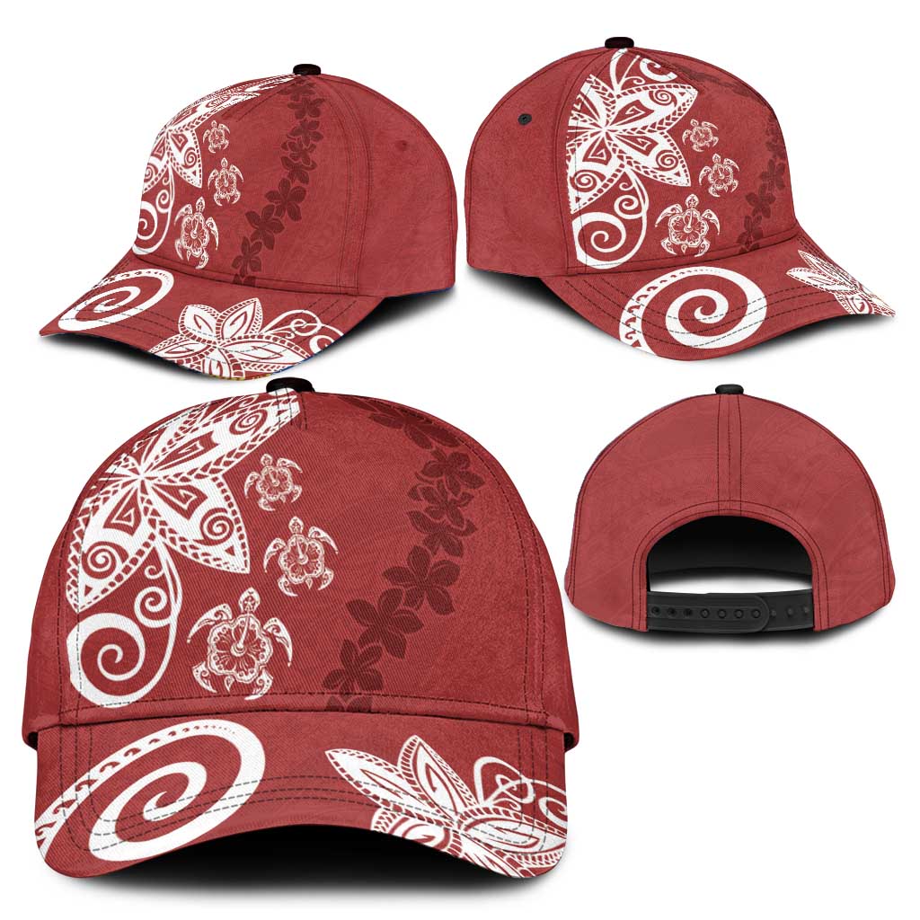 Polynesia Classic Cap Red Tribal Turtle Floral Pattern - Polynesian Pride
