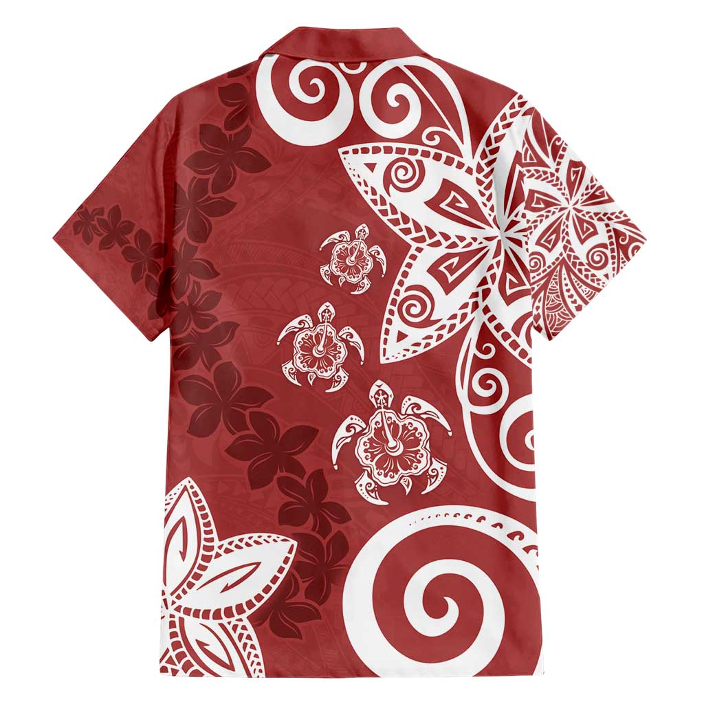 Polynesia Family Matching Short Sleeve Bodycon Dress and Hawaiian Shirt Red Tribal Turtle Floral Pattern LT05 - Polynesian Pride