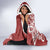 Polynesia Hooded Blanket Red Tribal Turtle Floral Pattern