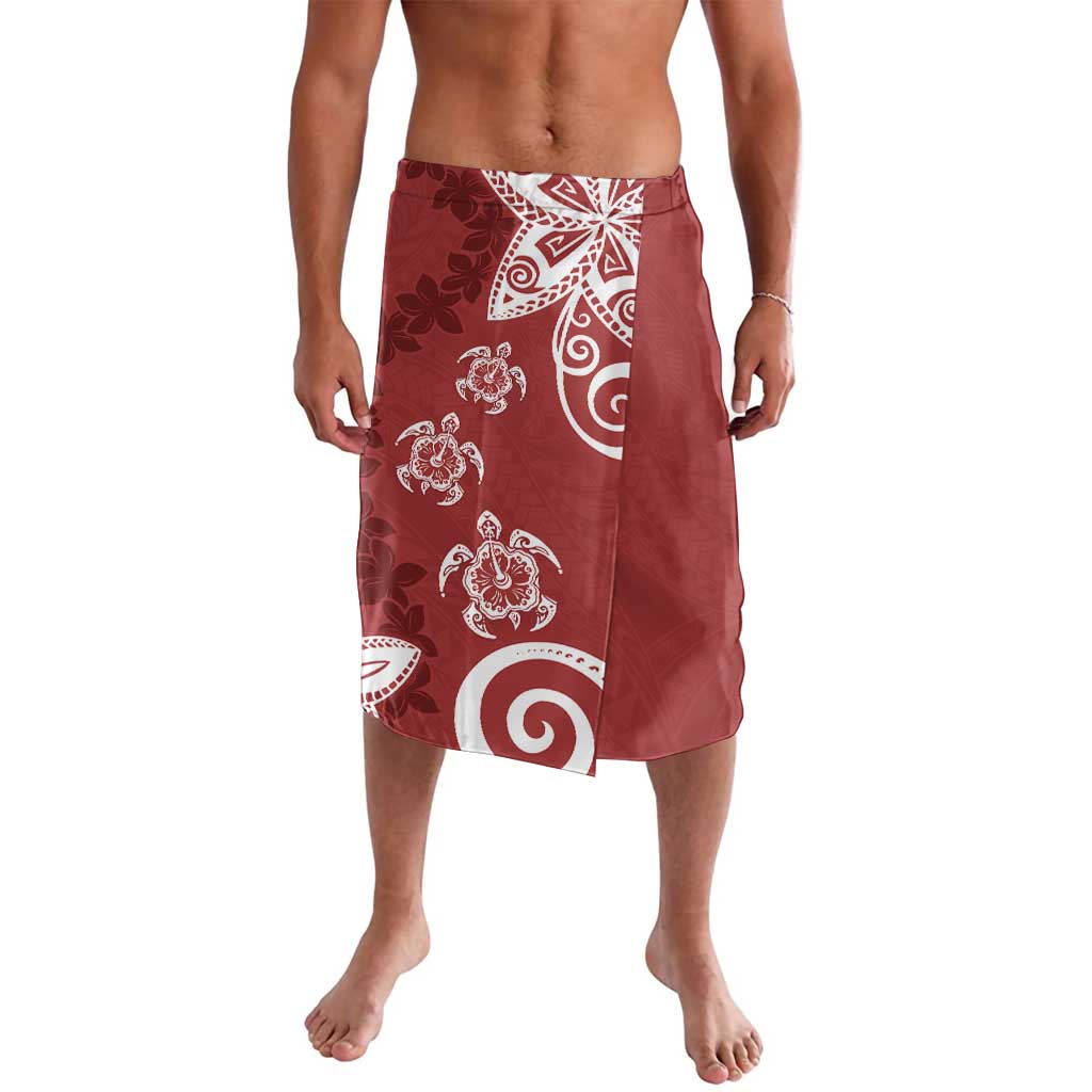 Polynesia Lavalava Red Tribal Turtle Floral Pattern