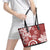 Polynesia Leather Tote Bag Red Tribal Turtle Floral Pattern