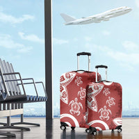 Polynesia Luggage Cover Red Tribal Turtle Floral Pattern