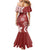 Polynesia Mermaid Dress Red Tribal Turtle Floral Pattern