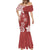 Polynesia Mermaid Dress Red Tribal Turtle Floral Pattern