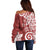 Polynesia Off Shoulder Sweater Red Tribal Turtle Floral Pattern