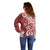 Polynesia Off Shoulder Sweater Red Tribal Turtle Floral Pattern