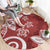 Polynesia Round Carpet Red Tribal Turtle Floral Pattern