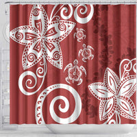 Polynesia Shower Curtain Red Tribal Turtle Floral Pattern LT05 - Polynesian Pride