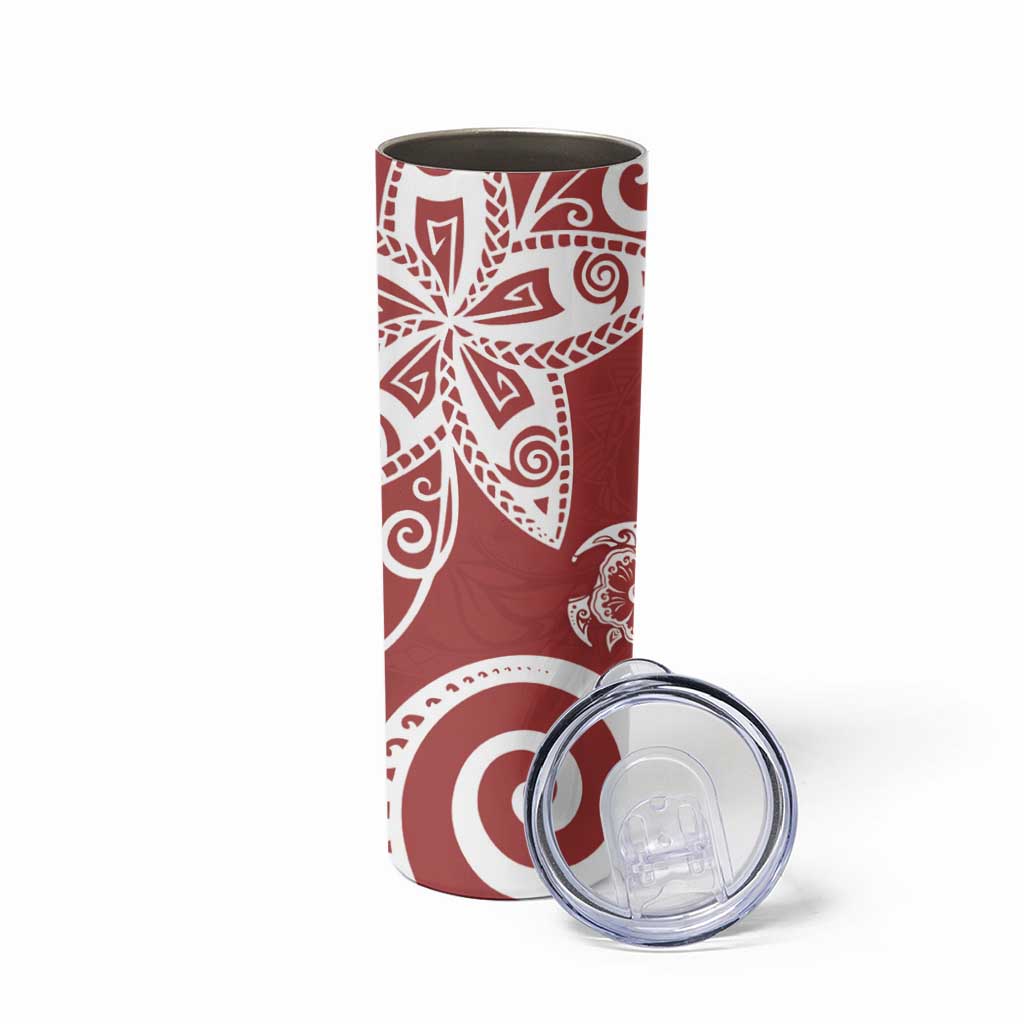 Polynesia Skinny Tumbler Red Tribal Turtle Floral Pattern LT05 - Polynesian Pride