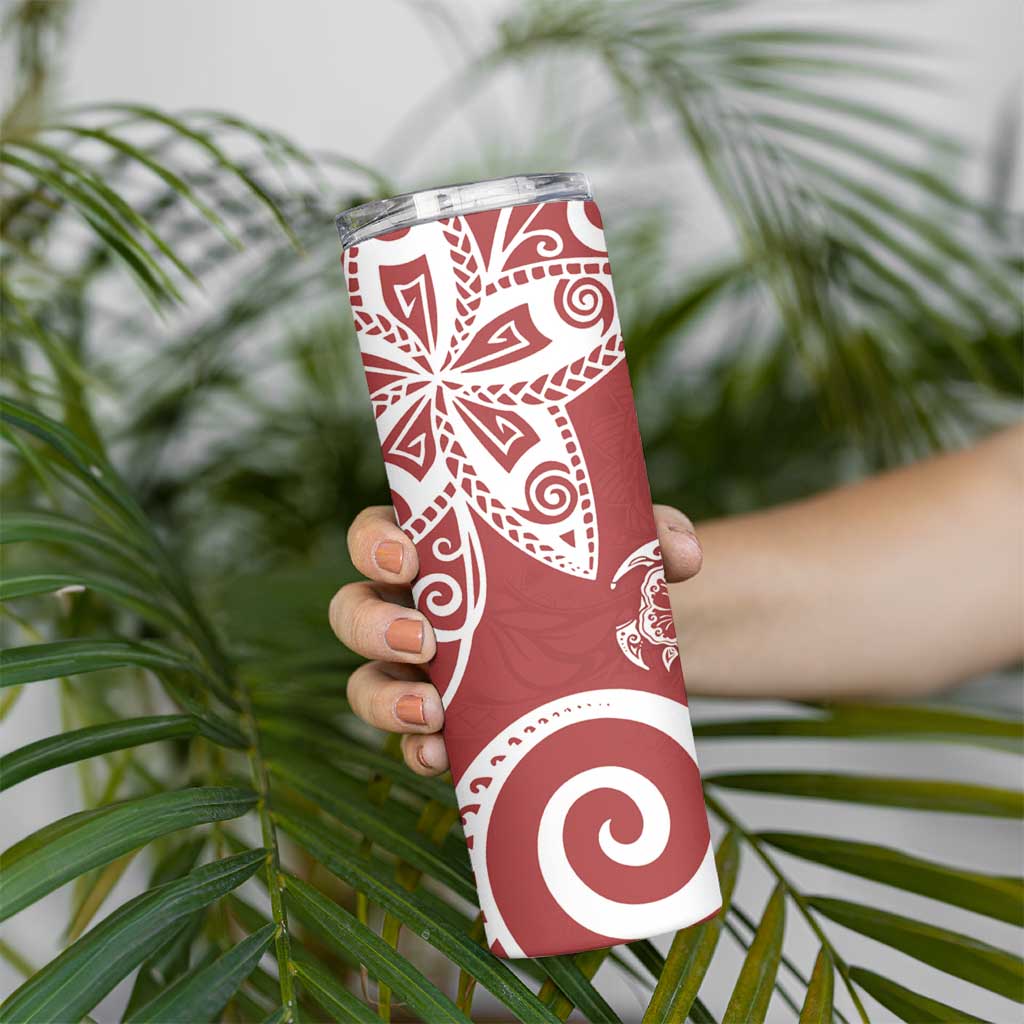 Polynesia Skinny Tumbler Red Tribal Turtle Floral Pattern LT05 - Polynesian Pride