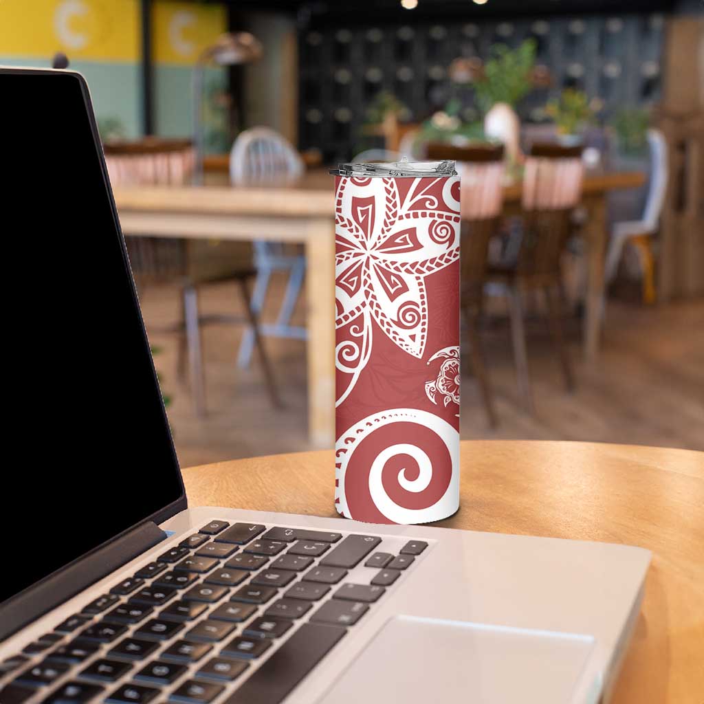 Polynesia Skinny Tumbler Red Tribal Turtle Floral Pattern LT05 - Polynesian Pride