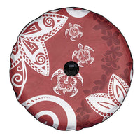 Polynesia Spare Tire Cover Red Tribal Turtle Floral Pattern