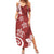 Polynesia Summer Maxi Dress Red Tribal Turtle Floral Pattern