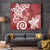 Polynesia Tapestry Red Tribal Turtle Floral Pattern