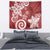 Polynesia Tapestry Red Tribal Turtle Floral Pattern