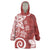 Polynesia Wearable Blanket Hoodie Red Tribal Turtle Floral Pattern