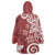 Polynesia Wearable Blanket Hoodie Red Tribal Turtle Floral Pattern