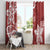 Polynesia Window Curtain Red Tribal Turtle Floral Pattern