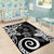 Polynesia Area Rug Black Tribal Turtle Floral Pattern