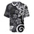 Polynesia Baseball Jersey Black Tribal Turtle Floral Pattern