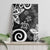 Polynesia Canvas Wall Art Black Tribal Turtle Floral Pattern