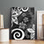 Polynesia Canvas Wall Art Black Tribal Turtle Floral Pattern