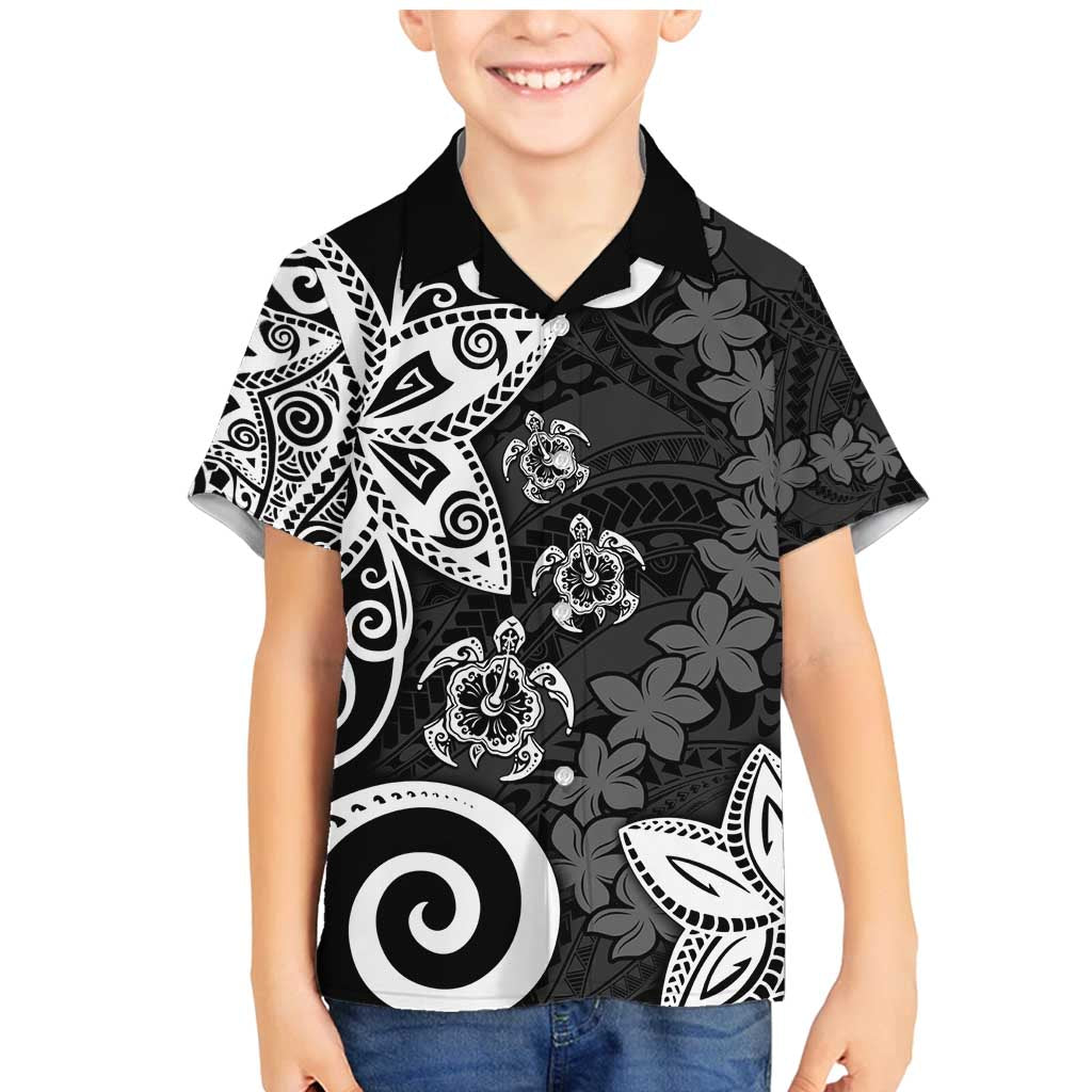 Polynesia Family Matching Mermaid Dress and Hawaiian Shirt Black Tribal Turtle Floral Pattern LT05 Son's Shirt Black - Polynesian Pride