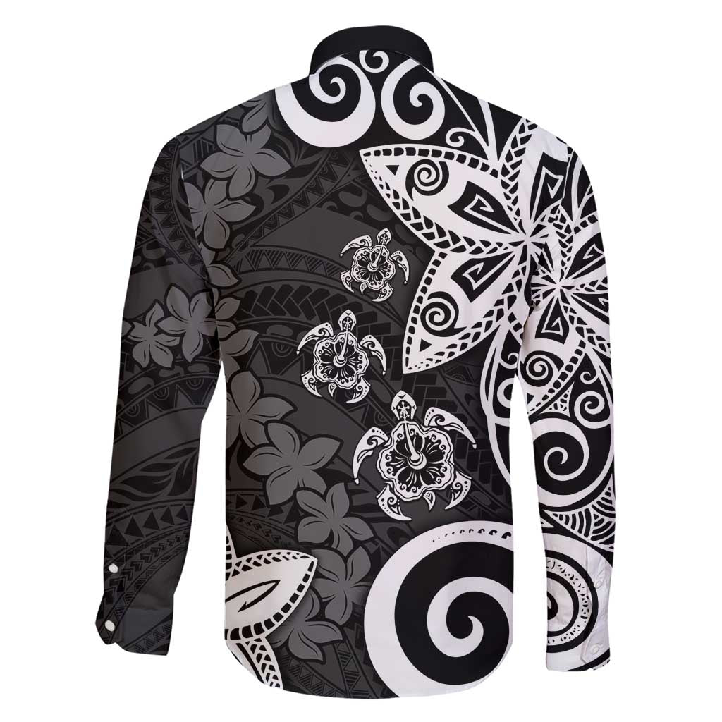 Polynesia Family Matching Short Sleeve Bodycon Dress and Hawaiian Shirt Black Tribal Turtle Floral Pattern LT05 - Polynesian Pride