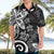 Polynesia Hawaiian Shirt Black Tribal Turtle Floral Pattern