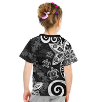 Polynesia Kid T Shirt Black Tribal Turtle Floral Pattern LT05 - Polynesian Pride