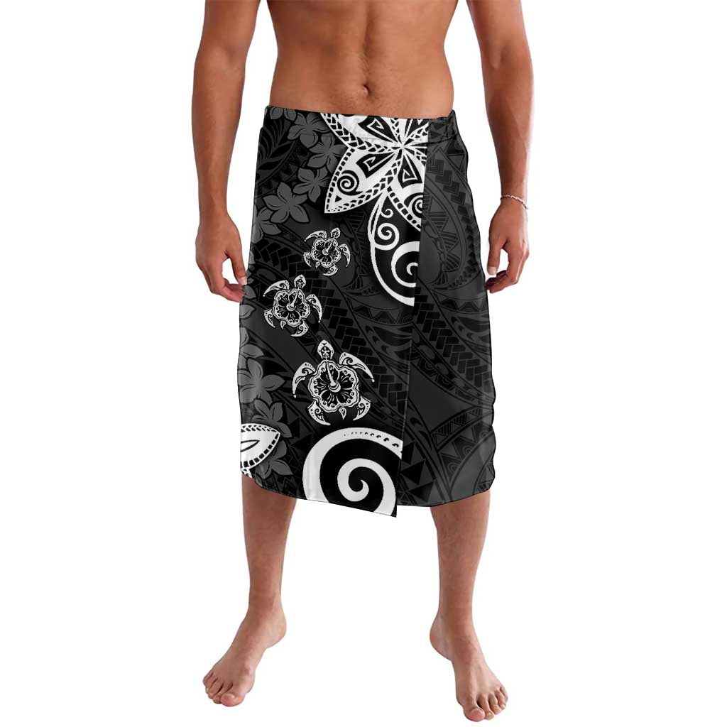 Polynesia Lavalava Black Tribal Turtle Floral Pattern