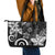 Polynesia Leather Tote Bag Black Tribal Turtle Floral Pattern