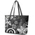 Polynesia Leather Tote Bag Black Tribal Turtle Floral Pattern