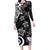 Polynesia Long Sleeve Bodycon Dress Black Tribal Turtle Floral Pattern