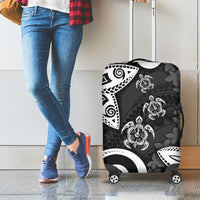 Polynesia Luggage Cover Black Tribal Turtle Floral Pattern